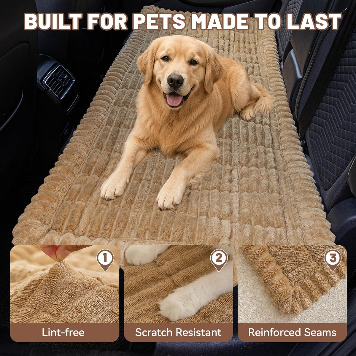 dog car seat waterproof bed cover back seat, front angle view