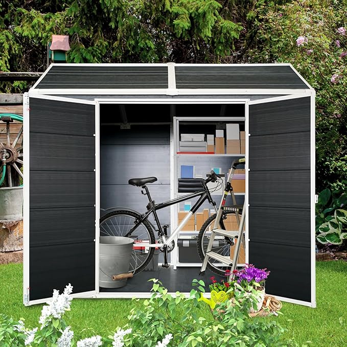 8x4 FT Outdoor Storage Shed, Resin Garden Shed - Image 5