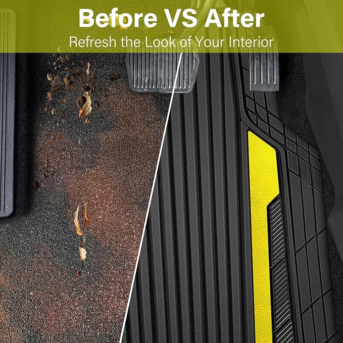 CAR PASS Yellow Car Mats Metallic, Aluminum Film All Weather Rubber Lemon - Image 5