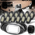 YONEDA 12 Pods White Rock Lights 6000K Pure White LED Underglow Lights IP68 Waterproof for Trucks SUV UTV ATV RZR Car Boats Motorcycle with 32.8ft Extension Wire