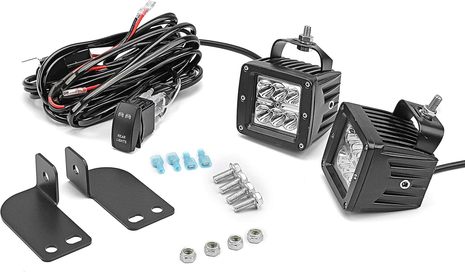 Dasen LED Light w/Wiring Mount Bracket kit Rear Roll Cage Spotlight 3 Inch 24W Backup Reverse LED Compatible with Polaris Ranger Full Size 2013-2025