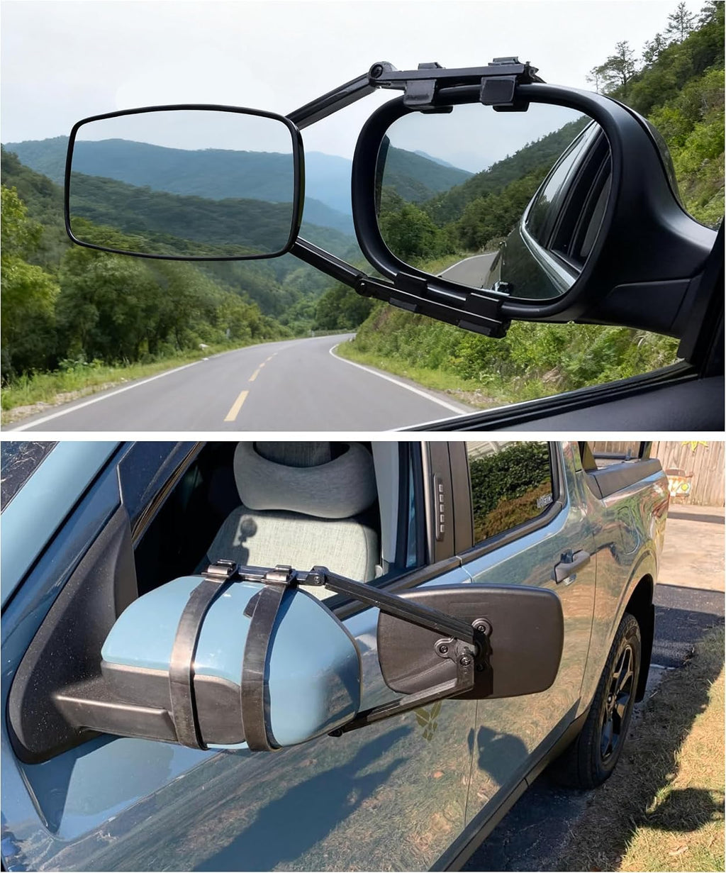 Tow Mirrors,Mirror Extenders for Towing,Universal Clamp-On 360 Degree Rotation Adjustable Trailer Mirrors for Towing,Applicable to the Rearview Mirror of Most Cars,Trucks,and Trailers