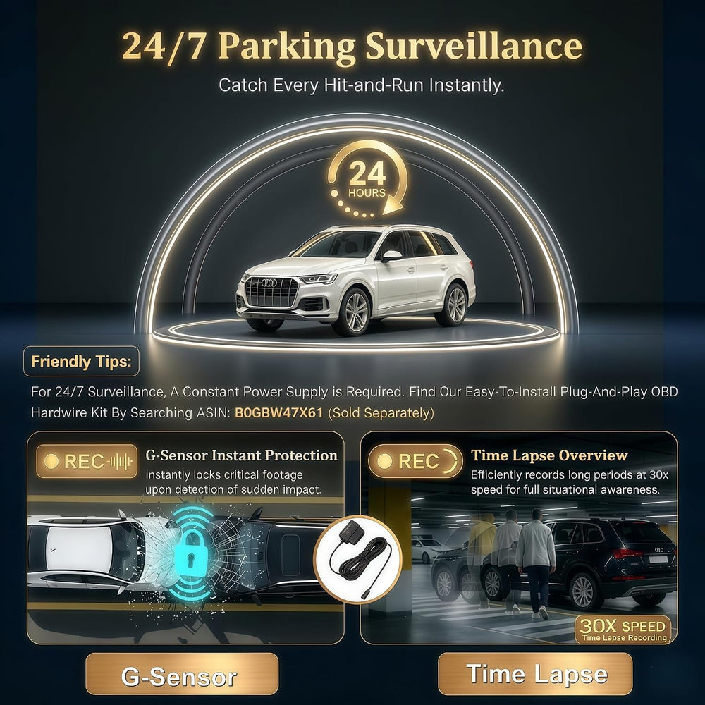 4K Dashcam Front and Rear Camera, Smart Car Camera with WiFi GPS
