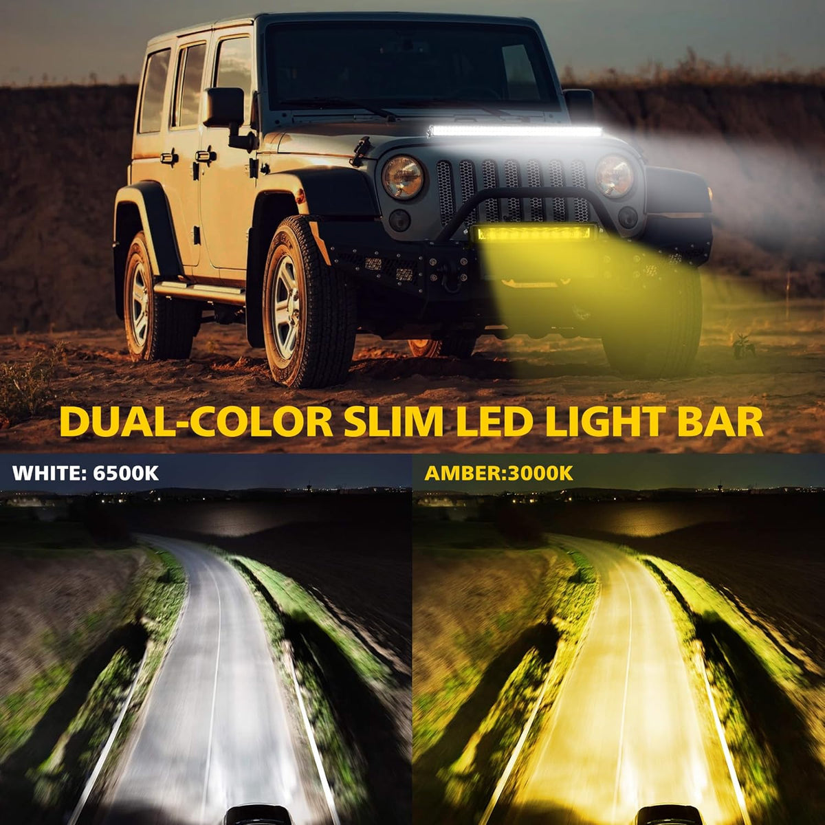 4wdking dual color slim led light bar 22 shown in use