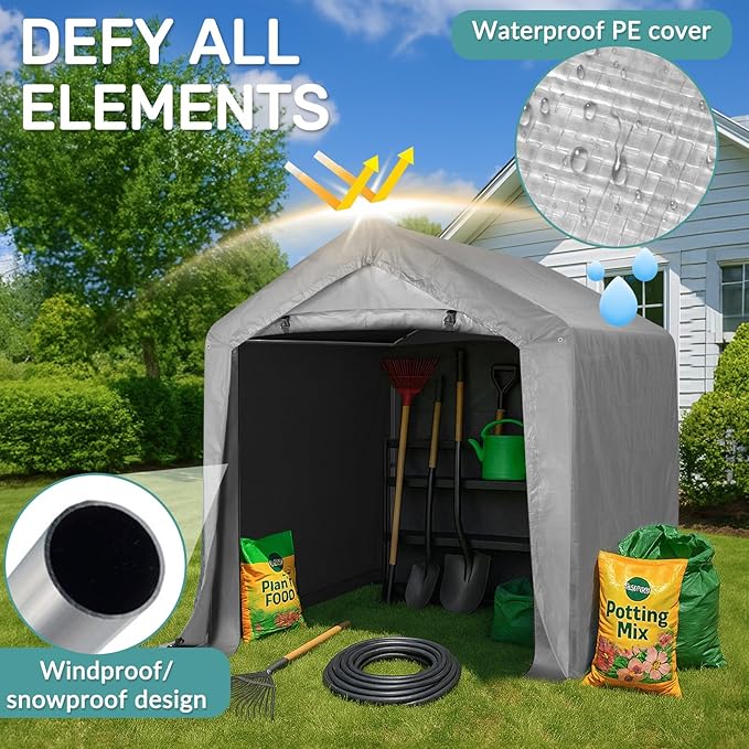 Outvita Outdoor Portable Storage Shed Tent, 6x6 ft Waterproof Carport - Image 3