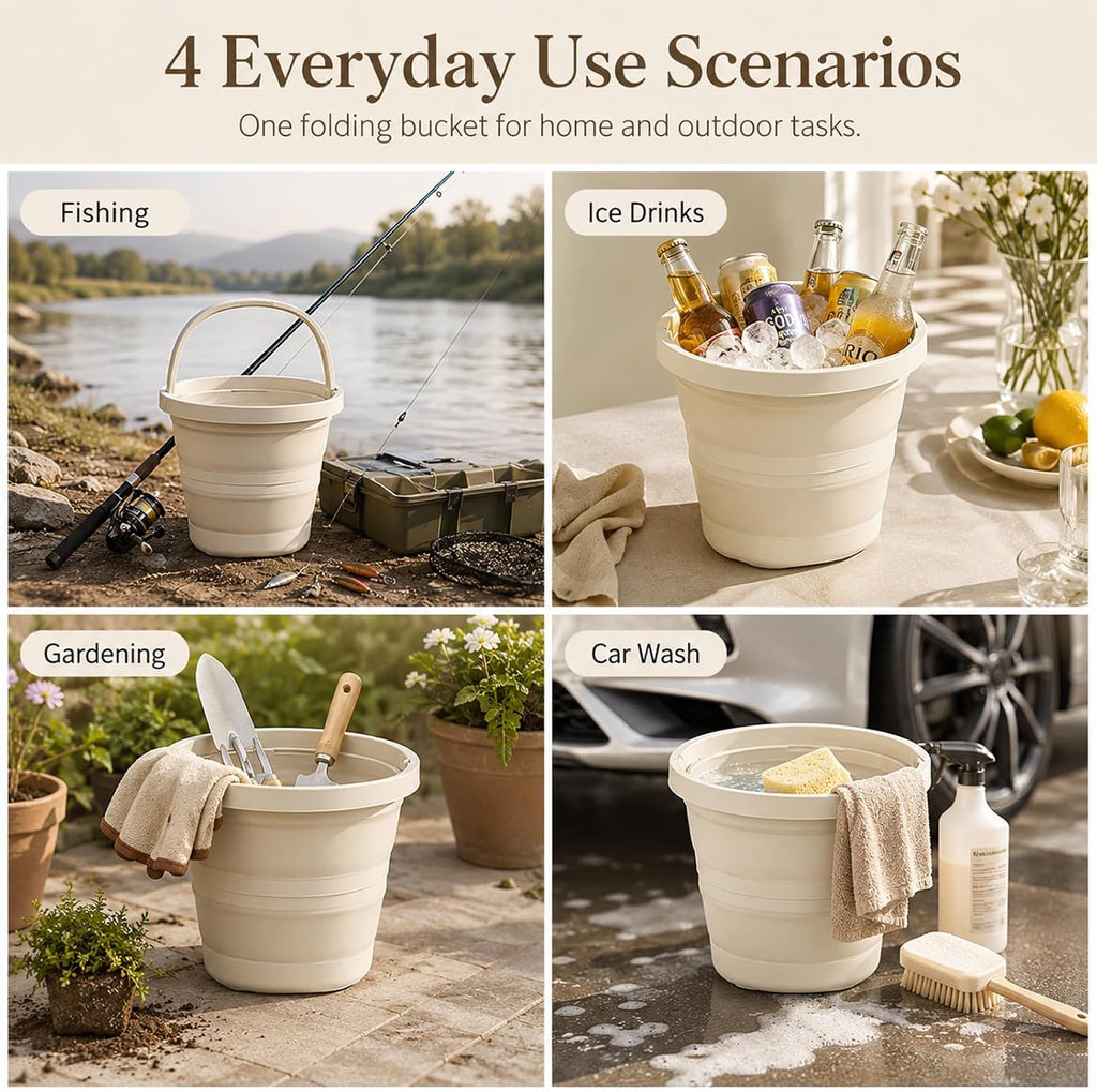 Collapsible Bucket 5L Collapsible Bucket with Handle Mop Car Wash Bucket | Collapsible bucket with handle collapsible wash basin Indoors & Outdoors