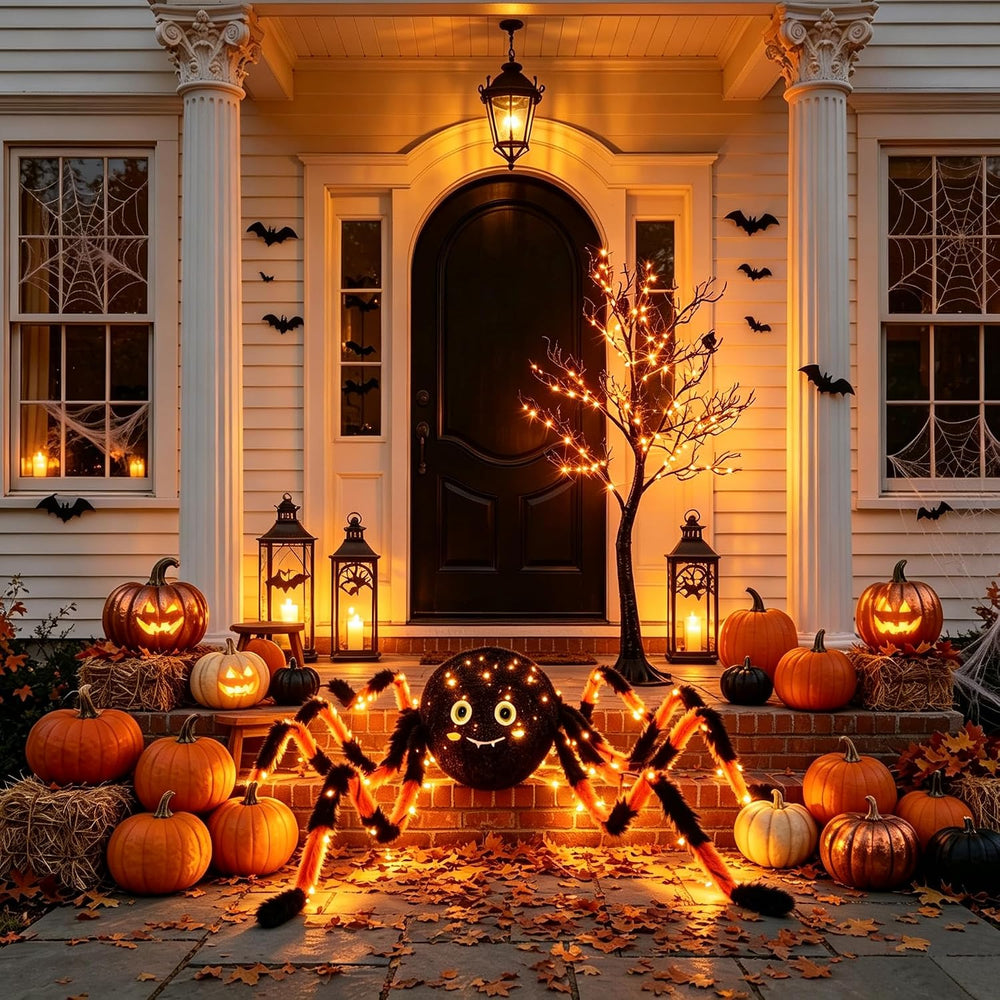 LITBLOOM Halloween Spider with Lights 54IN for Porch Yard Decoration