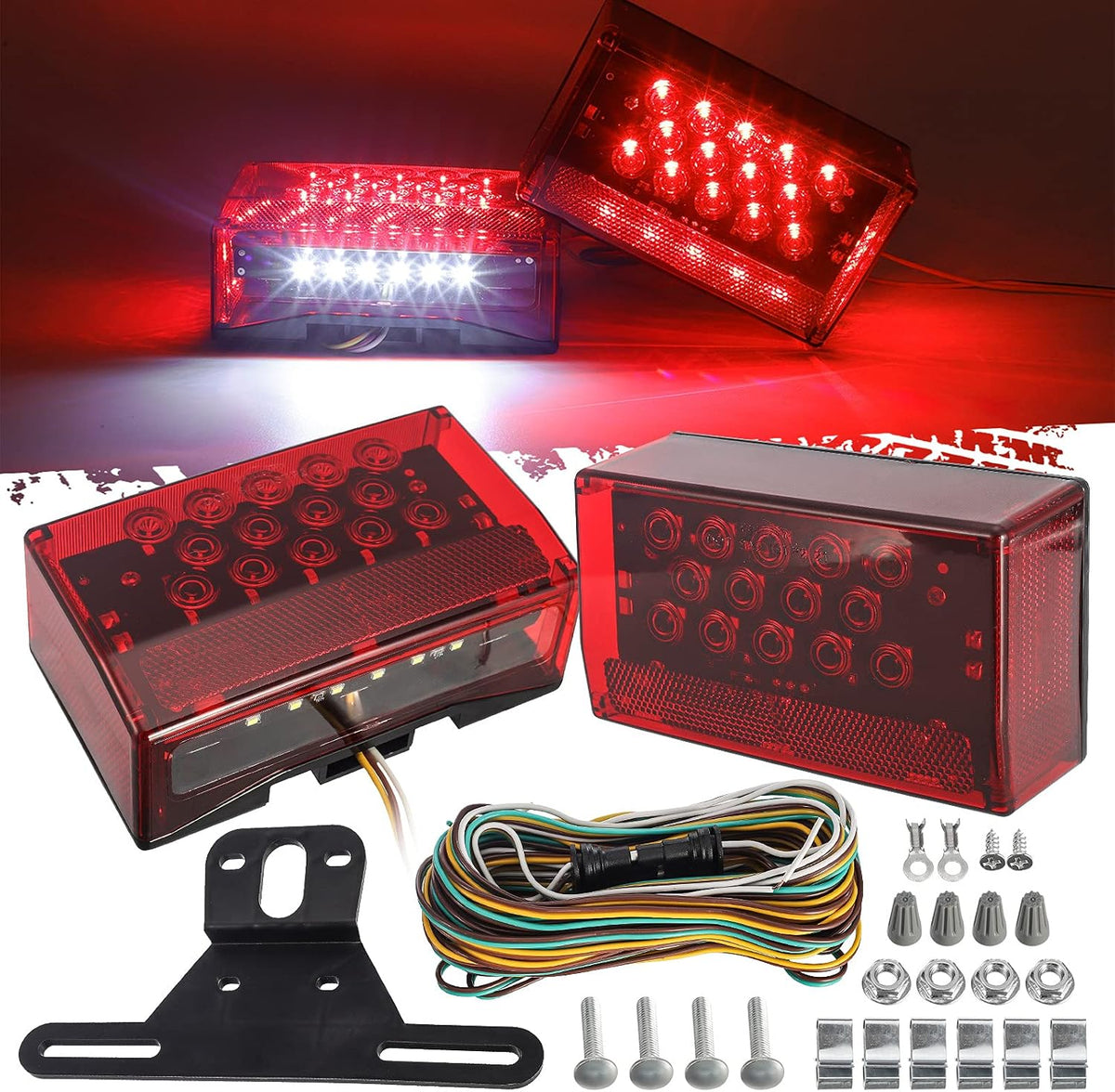 partsam 6" rectangular led combination tail lights kit, main product view