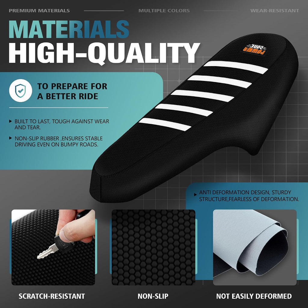 E-Bike Seat Cover Compatible with Q20, Anti-Slip Waterproof Rubber Seat Cushions for Electric Bike (Black-White)