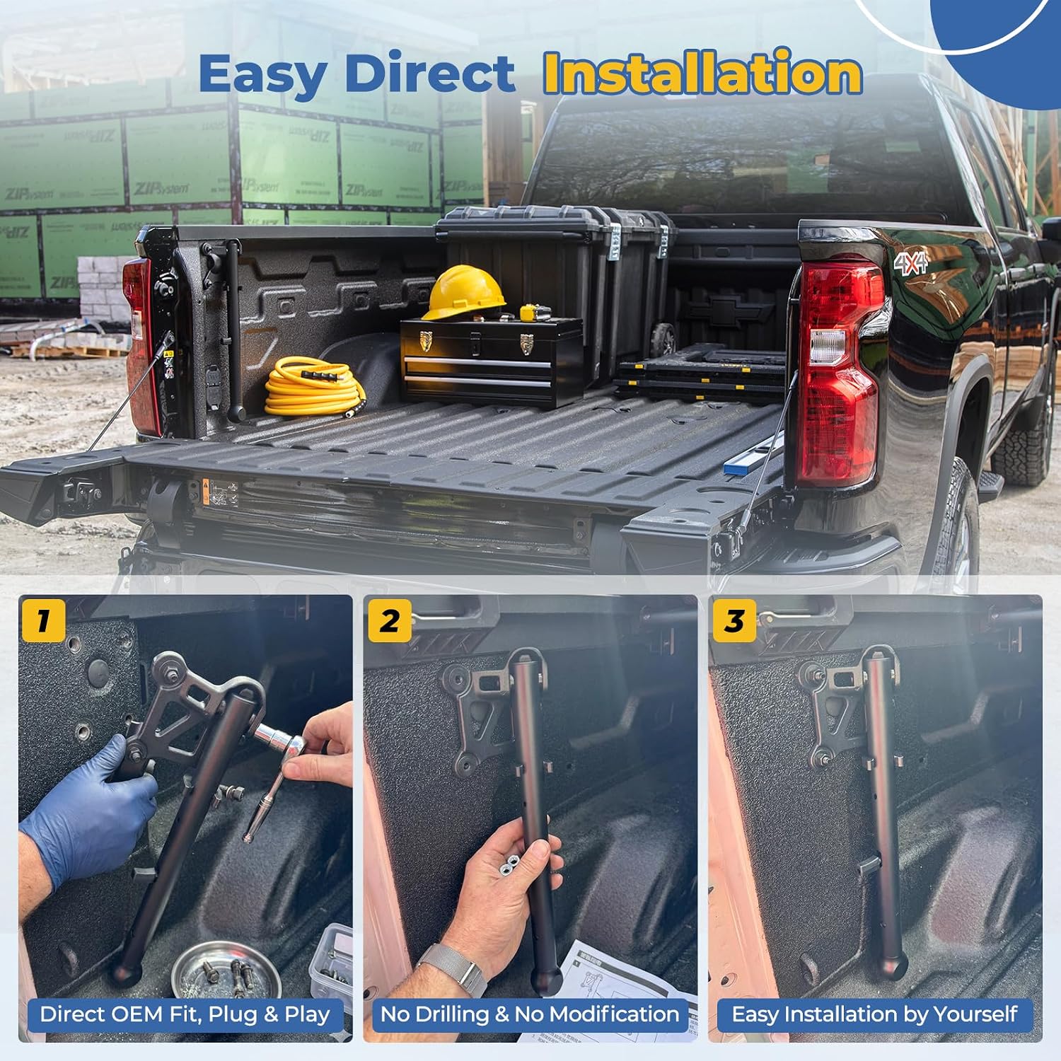 Auxiliary Tailgate Step Handle Compatible with Chevy Silverado & fit for GMC Sierra 1500 2500HD 3500HD 2019-2026 Up & Dowm Truck Assist Door Grip Handles,for Women,Men,Elderly,Kids #85116689 84338560