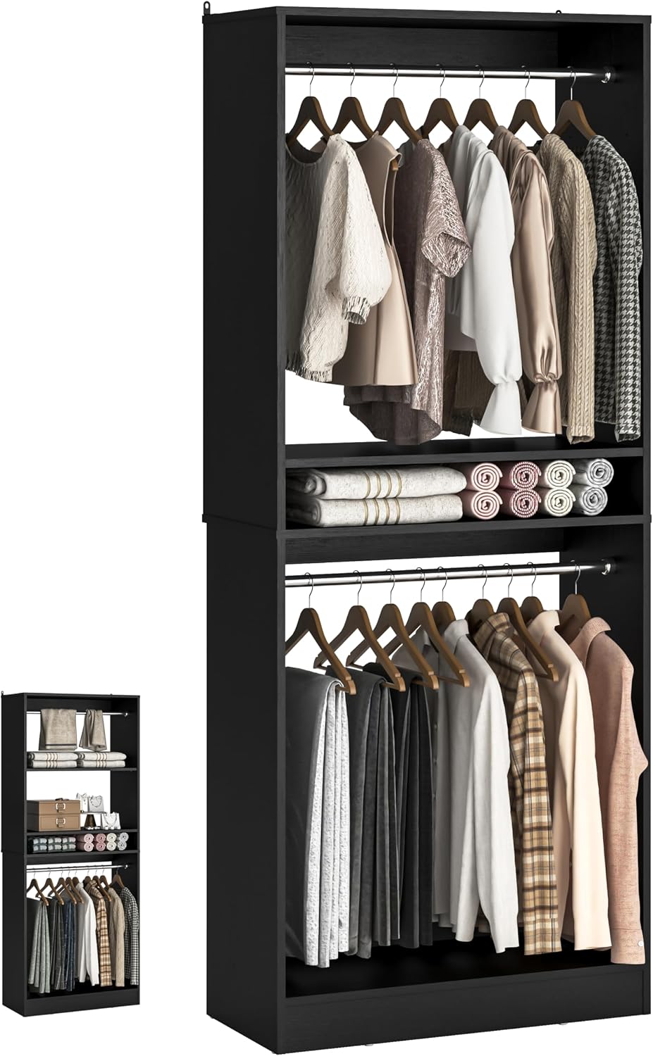 unikito 25" closet organizer system with hanging rods, main product view