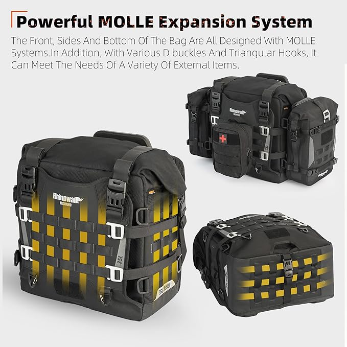 Rhinowalk Motorcycle Saddlebag 35L Waterproof, Quick Release Motorbike Side Bag