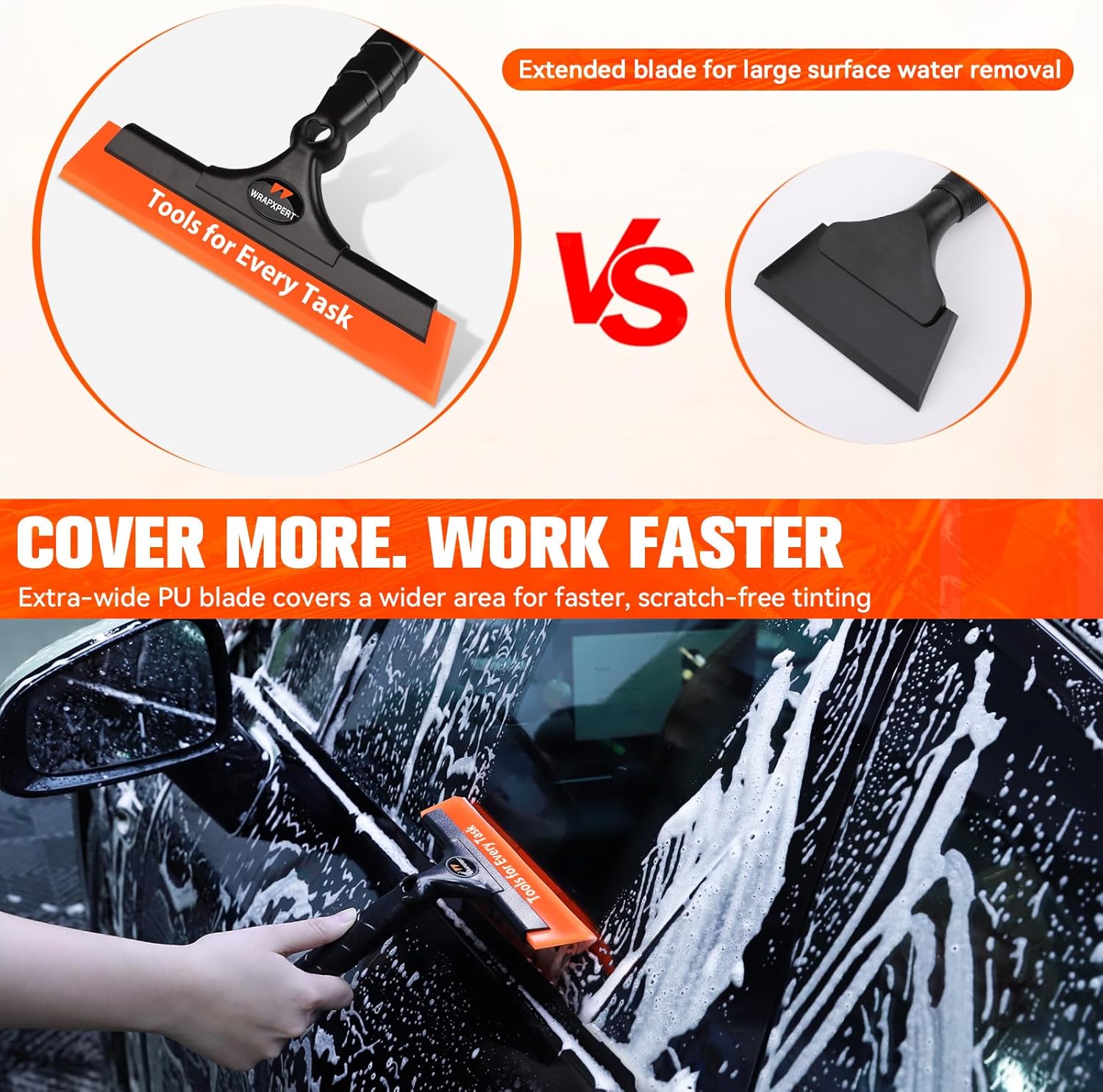 WRAPXPERT Window Tint Tools Kit, 3-Step Professional Window Tint Squeegee Set for Windshield & Rear Glass Tinting, Squeegee for Car Window Film Installation, Fast Water Removal and Bubble-Free Finish
