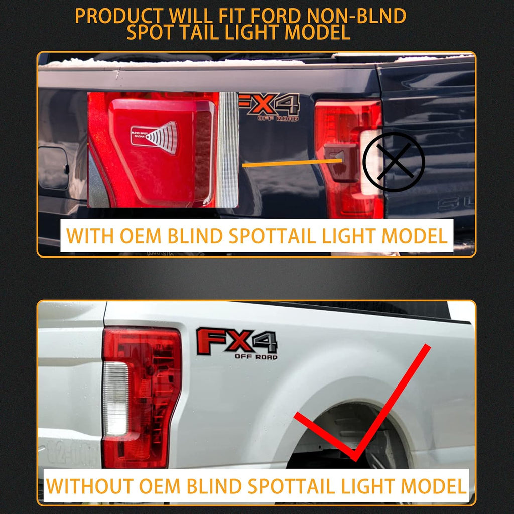 Right Passenger Side Rear Tail Light Assembly Compatible With 2017-2019 Ford F-250 F-350 Super Duty Tail Light Rear Brake Lamps Replacement Taillights (w/o Blind Spot) (w/o LED)