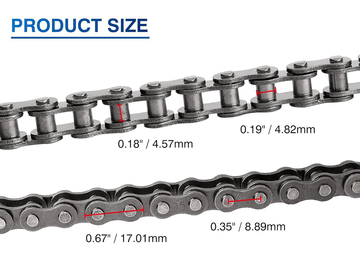 #35 roller chain 10 feet -320 links #35, side view