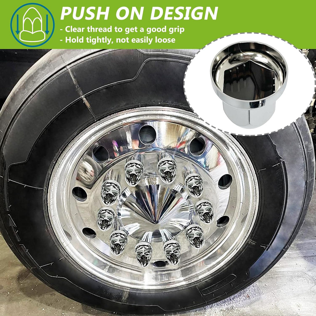 Grandroad auto 20 Pack Lug Nut Covers for Semi Trucks, 33mm by 2-1/2" Thread On Push-on Nut Cover Caps ABS Plastic Anti-Rust