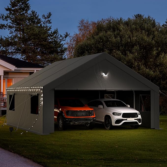20x20 Carport Canopy, Heavy Duty Car Port, Portable Car Ports Garage - Image 5