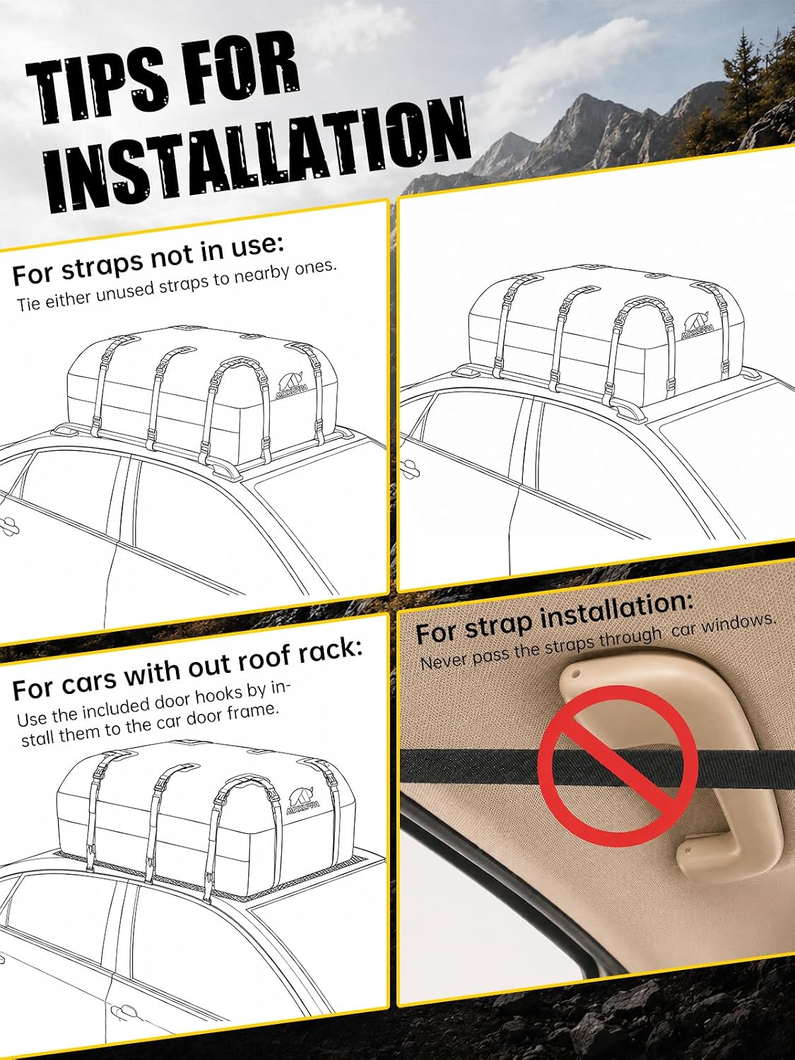 MIKKUPPA Roof Rack Basket with Waterproof Cargo Bag - Rooftop Carrier Combo | 150 Lbs Capacity Roof Rack Basket & 17 Cubic Feet Waterproof Luggage Bag, for SUVs, Trucks, Cars