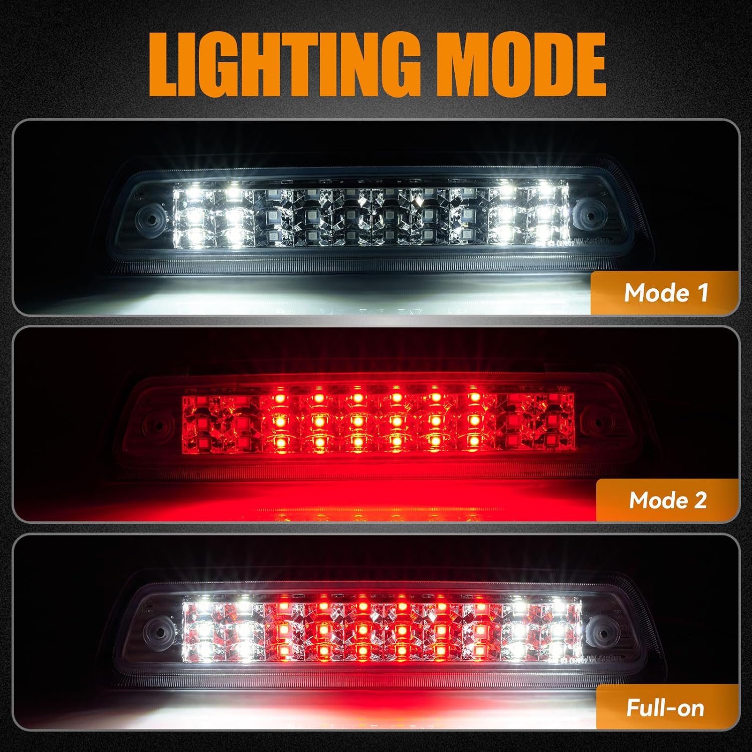Third 3rd Brake Light LED High Mount Stop Light for 2009-2014 Ford F150, 10-14 Lincoln Mark LT, Rear Center Cab Roof Tail Cargo Lamp, NOT FIT SVT Raptor&Models with Hill Descent Control (Chrome)