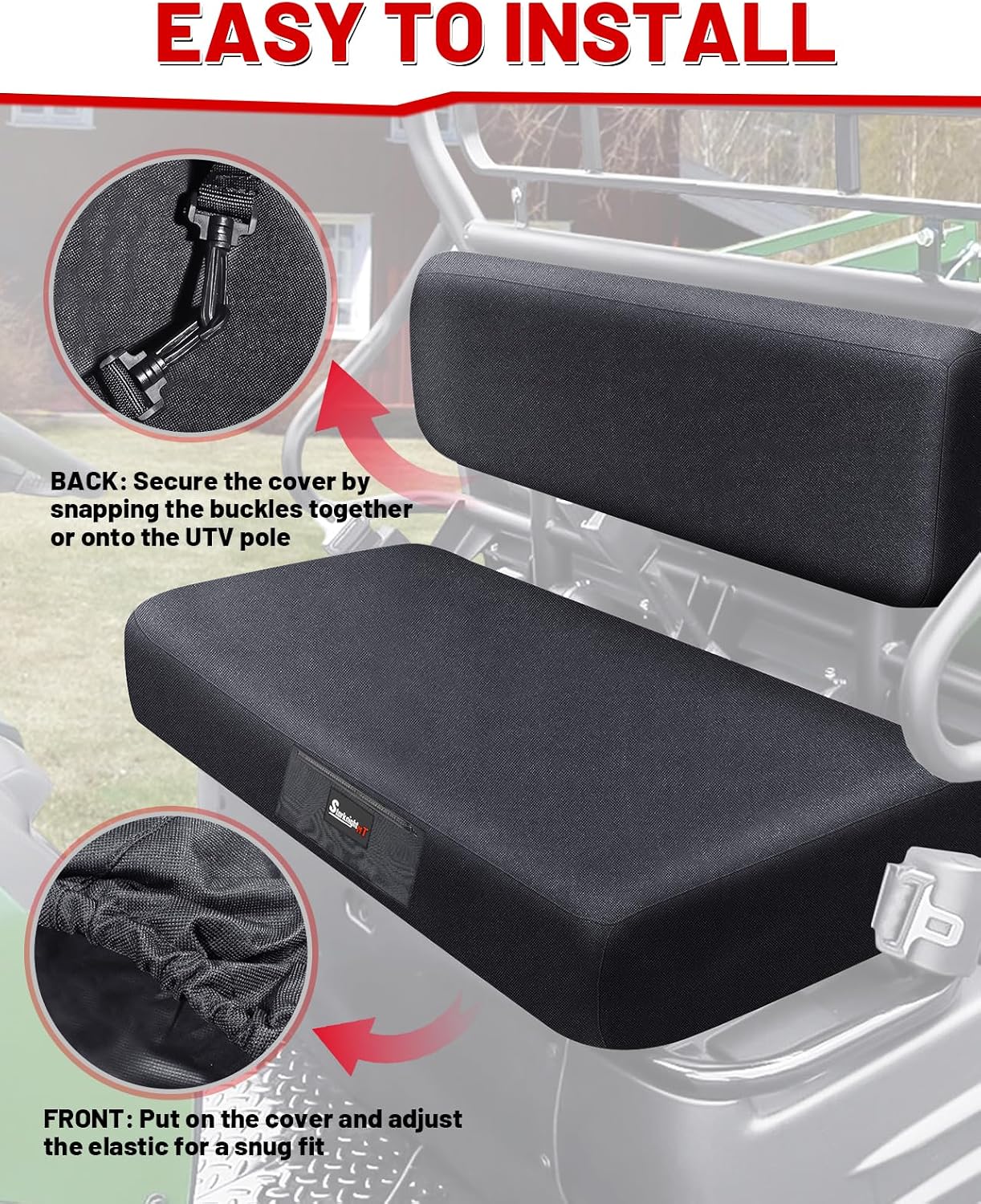 StarknightMT Mule Bench Seat Cover Compatible with Kawasaki Mule 600/610 2005-2016 & Mule SX 2017-2023, Waterproof Oxford Fabric UTV Seat Cover Accessory Part