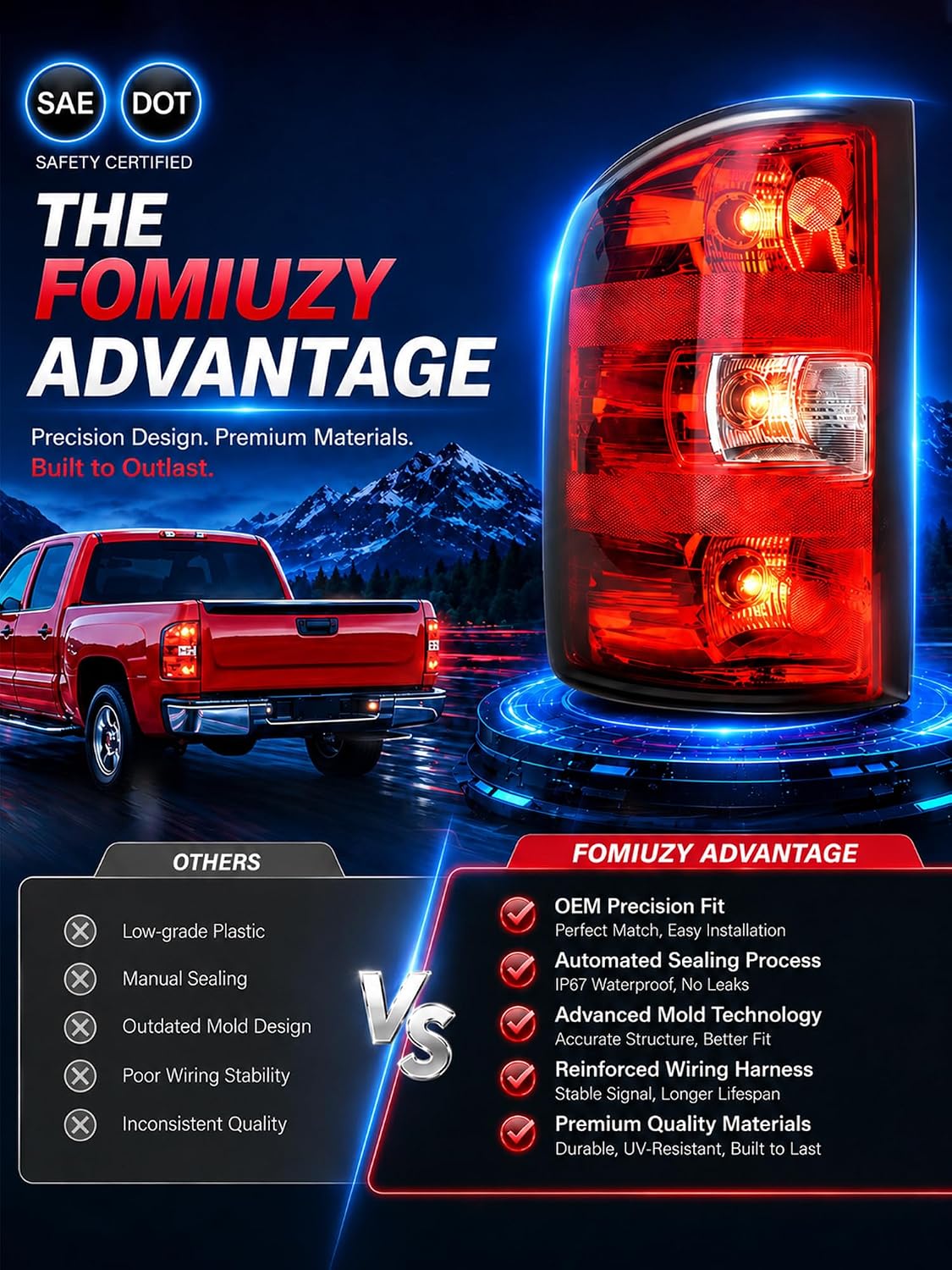 Tail Lights Assembly Fit 07-13 Chevy Silverado 1500 2007 2008 2009 2010 2011 2012 2013 2014 Chevrolet 2500 3500 HD 2500HD 3500HD Rear Brake Back Taillight Cover Left Driver Right Passenger