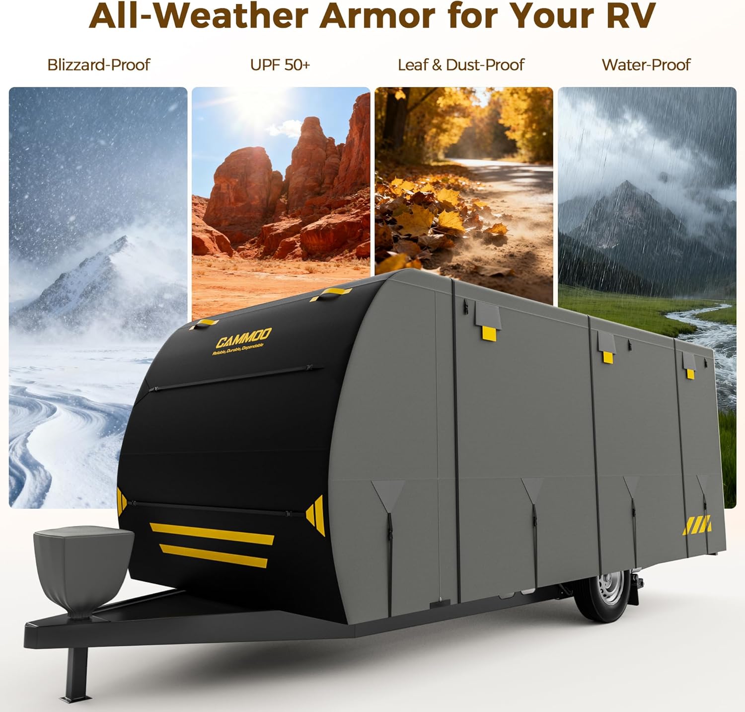 CAMMOO RV Cover for 27-30ft Travel Trailer | 9 Layer 180g Heavy Duty, Snowproof Waterproof Windproof, UV-Resistant All Weather Protection