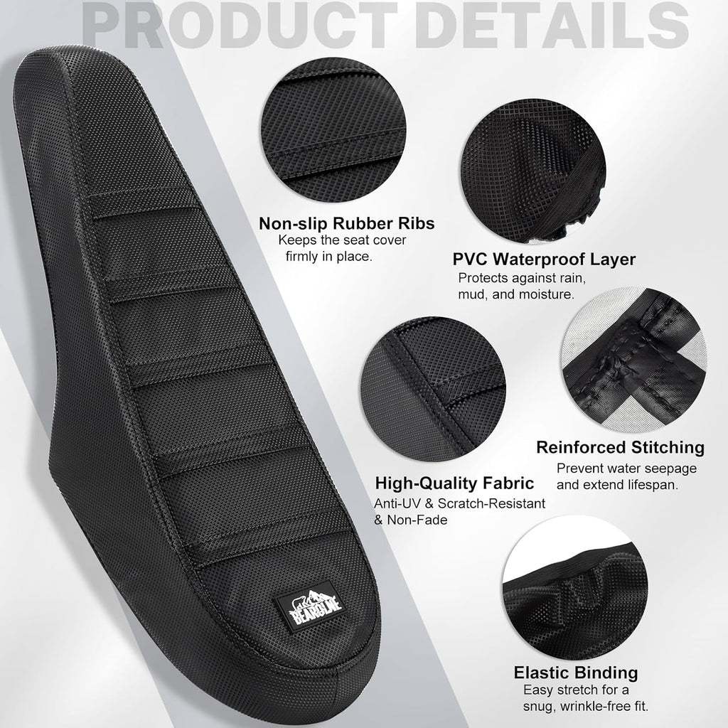 Ebike Seat Cover Upgraded for Ridstar Q20/Q20 pro EBikes Waterproof Non-Slip Seat Cover with Elastic Strap Seat Covers for Electric Dirt Bike (Full Black)