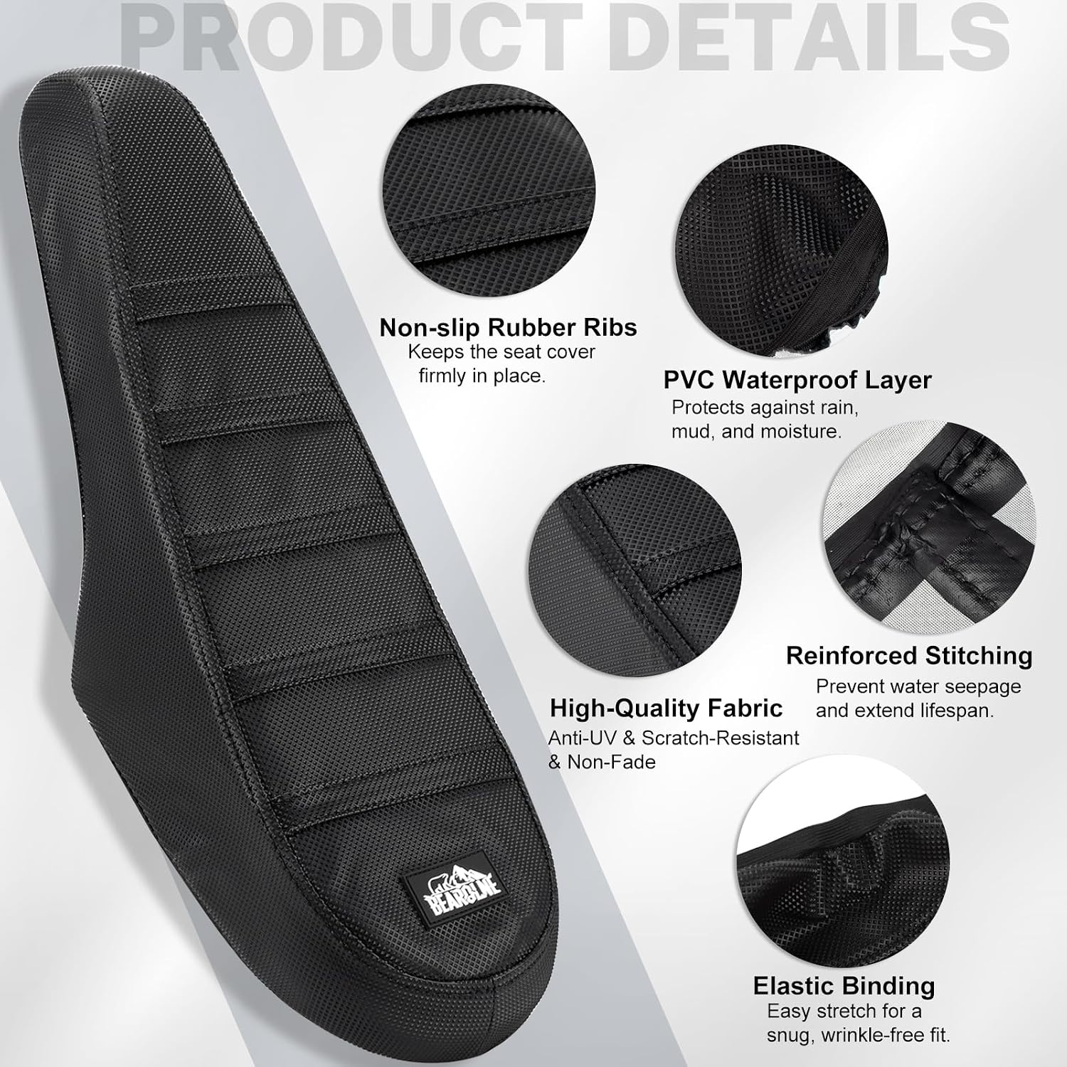 Ebike Seat Cover Upgraded for Ridstar Q20/Q20 pro EBikes Waterproof Non-Slip Seat Cover with Elastic Strap Seat Covers for Electric Dirt Bike (Full Black)