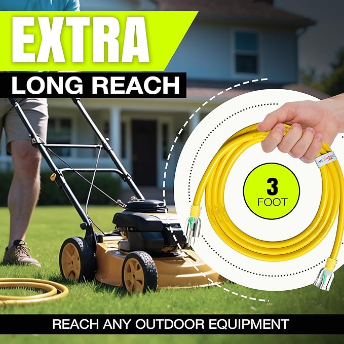 3ft Outdoor/Indoor Extension Cord 12/3 Gauge Extra Heavy Duty 3 Prong SJTW - Image 6