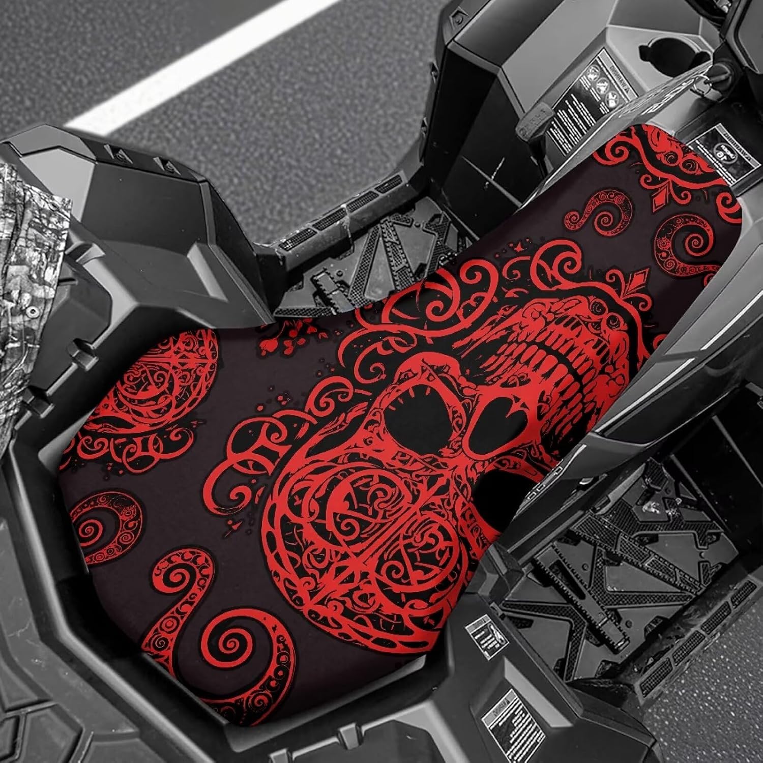 Skull Universal ATV Seat Cover Horror Halloween Bloody Skull Comfortable Breathable Soft Non Slip Seat Cover Protector Mexican Day of The Dead Compatible with Most Models
