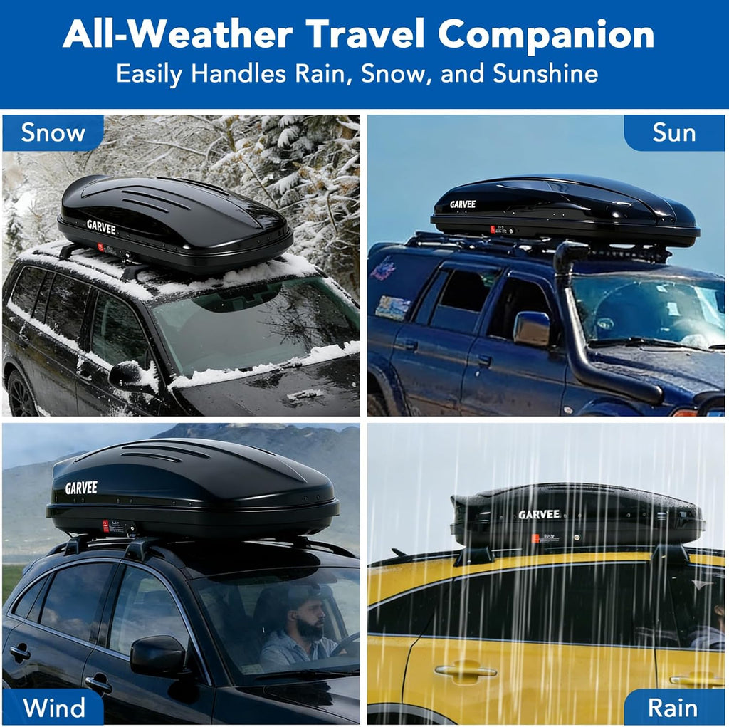 Hard Shell Roof Top Cargo Carrier, 10 Cu.Ft Waterproof Car Roof Storage Box with Security Keys, Dual-Sided Opening, Tool-Free Installation, Holds 165 Lbs, 49''x30''x14' (10 Cu.Ft)
