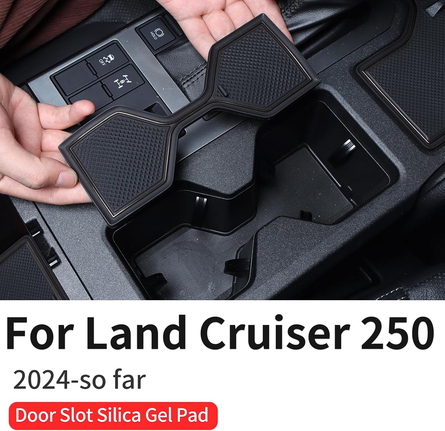 18-Piece Set Automobile Door Groove Mat for 2024-2026 Toyota Land Cruiser 250 1958 Prado Lc250 Interior PVC Water Cup Non-Slip Dustproof Mat Storage Box Mat Interior Modification Accessories (Black)
