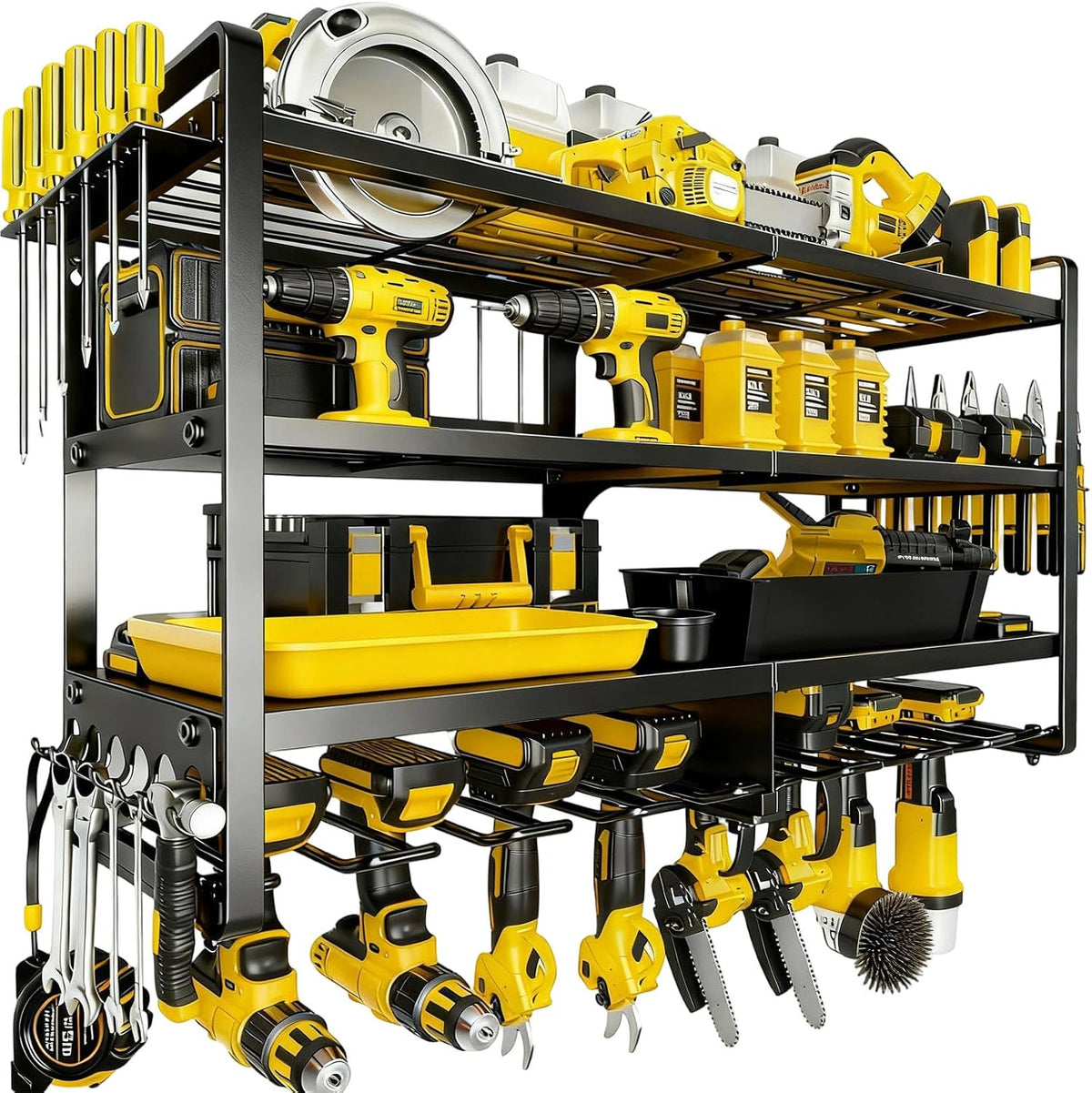 heavy duty 4-tier wall mount tool rack, 8-drill, main product view