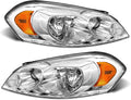 for 2006-2013 Chevy Impala 2006-2007 Chevy Monte Carlo Headlight Assembly Compatible with 2014-2016 Chevy Impala Limited Headlamp Chrome Housing Amber Reflector Replacement Pairs Bulbs Not Included