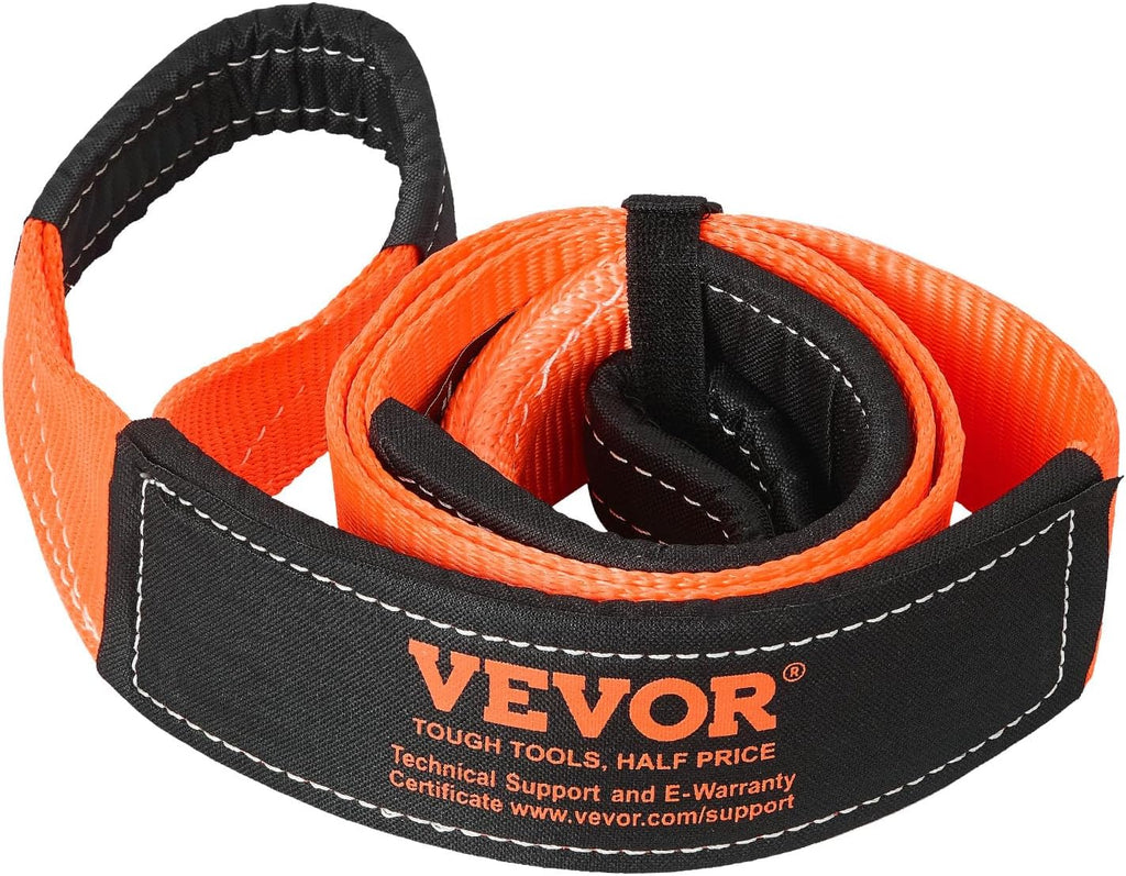 VEVOR Recovery Tow Strap 3 inches, 8 feet 36,000 lbs Break Strength, Triple Reinforced Loop Straps, Tree Saver, Winch Line Extension Strap, Off Road Towing and Recovery, Extreme Weather Resistance