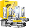 9005 H11 Fog Light Bulbs Combo, 10X Brighter 120000LM 6500K White HB3 H8 Driving Light Bulbs, 1:1 Size Plug N Play, 60,000hrs Long Lifespan, No Flicker, 99% Compatibility, Box of 4
