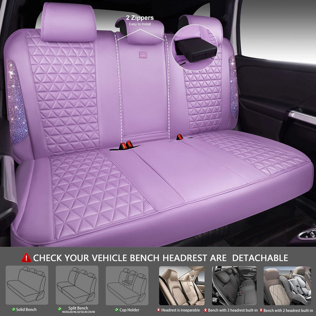 car pass light purple bling diamond leather car, side view