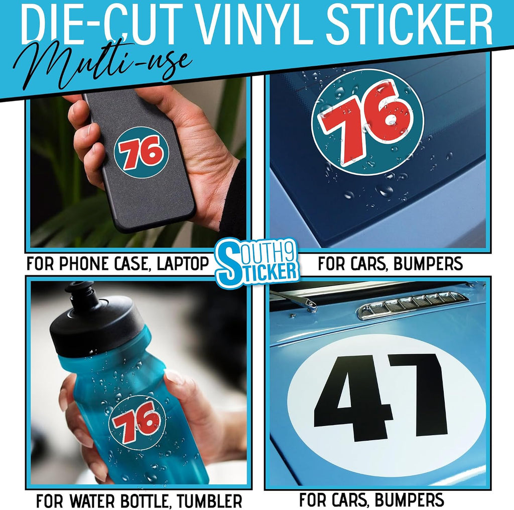 (New Update) Custom Circular Racing Sticker Personalized Old School Retro Circle Racing Name Number Cars Bumper Decal Waterproof Die-Cut Vinyl for Dirt Bike Motocross Motorbike Cars Plate Racing Decal
