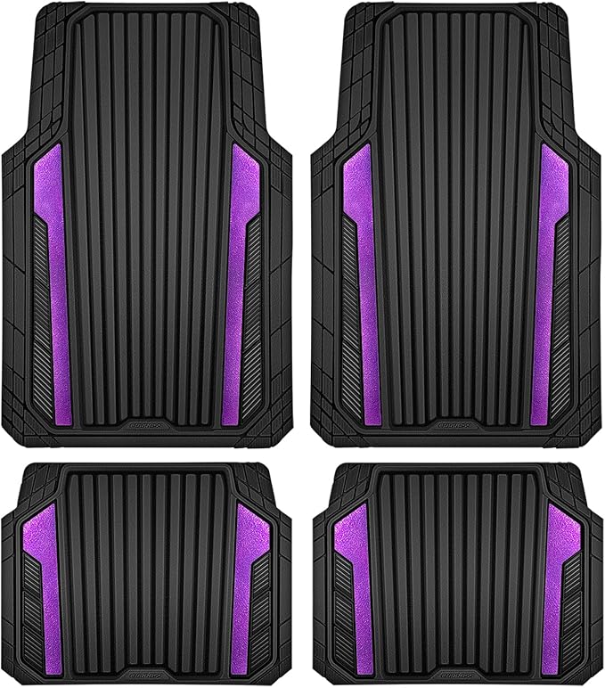 CAR PASS Heavy Duty Rubber Car Mats Metallic, Aluminum Film All Weather Floor - Image 9