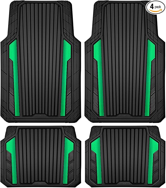 CAR PASS Heavy Duty Rubber Car Mats Metallic, Aluminum Film All Weather Floor by CARPASS