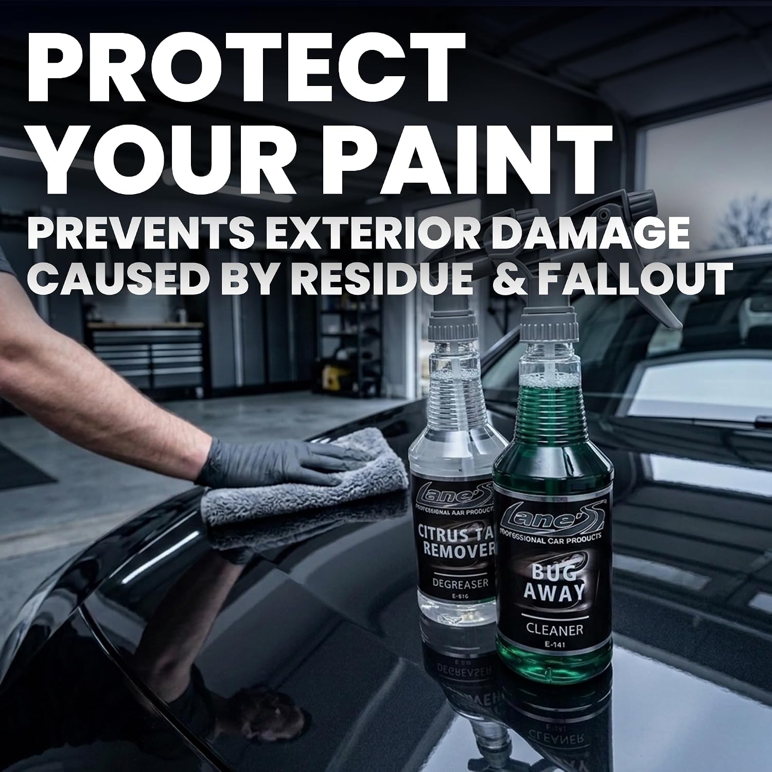 LANE'S Bug and Tar Remover Kit for Cars | Concentrated Spray Formula | 32oz | Insect Car Cleaner for Windshield, Glass, Plastic, Metal | Citrus Automotive Tar Degreaser | Safe for Paint & Clear Coats