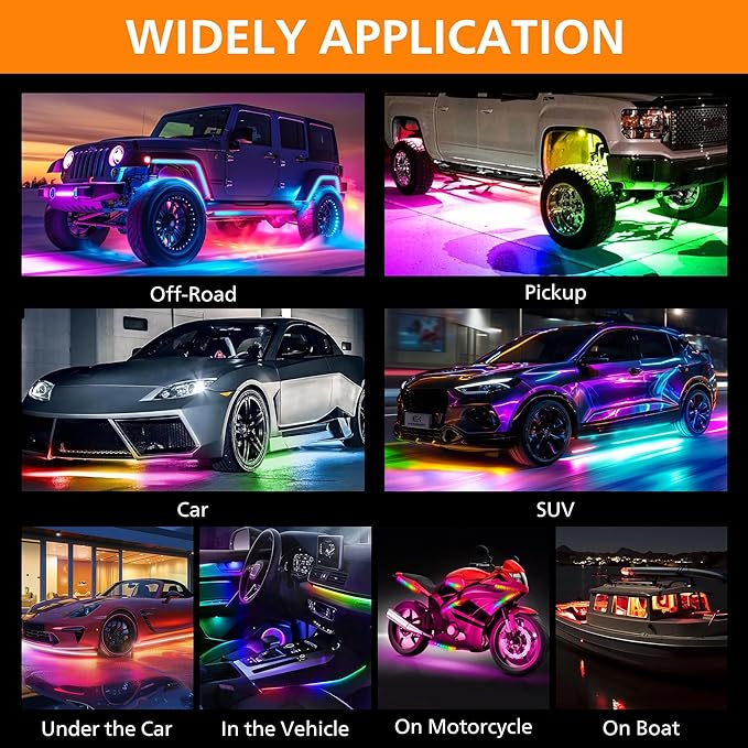Underglow LED Lights for Cars 252 LEDs RGBI Neon Accent Strip Lights - Image 6