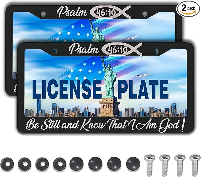 License Plate Frames Black and White License Plate Frame Psalm 46:10 Be Still by Unknown