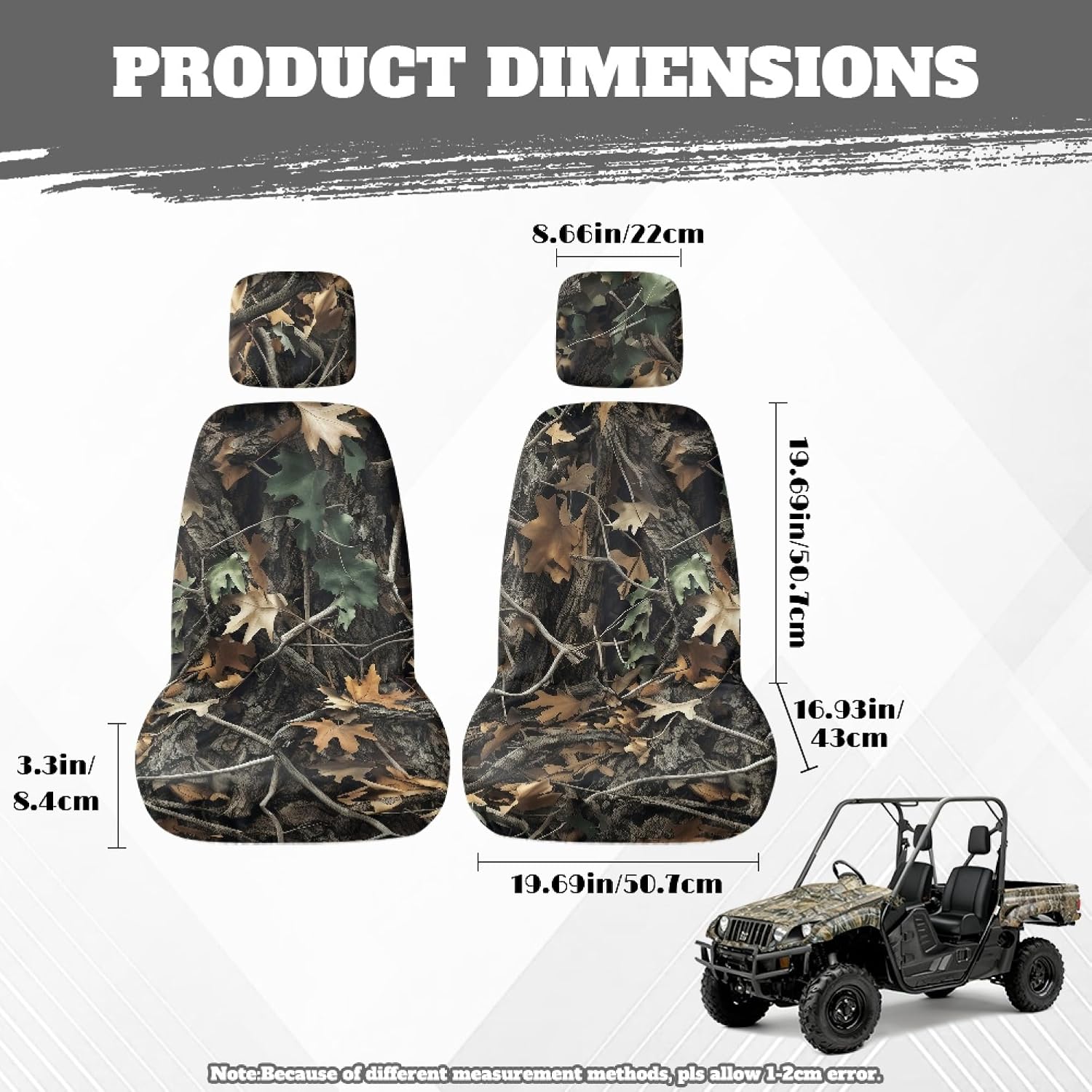 UTV Seat Cover Compatible with Hisun 500 700 Axis 500 700 Massimo MSU500 MSU700 Camouflage Hunting Woodland Heavy Duty UTV Accessories Waterproof Seat Covers