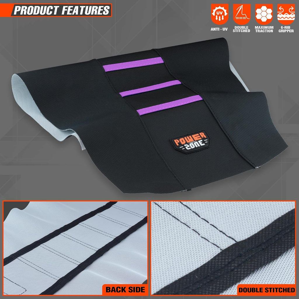 Universial Dirt Bike Seat Cover - Soft Ribbed Rubber Seat Covers for Motorcross Enduro (Purple)