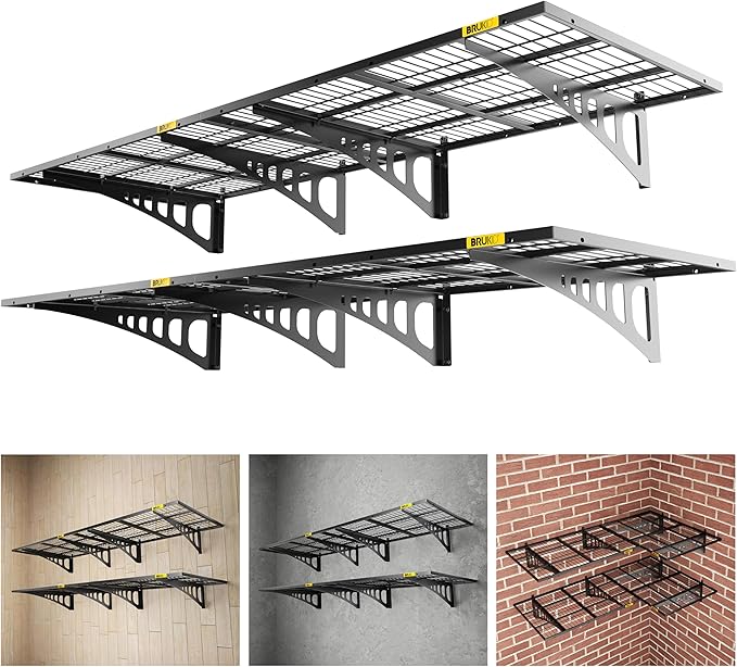 2x3ft Adjustable Rail Wall Garage Storage Shelf, by Unknown