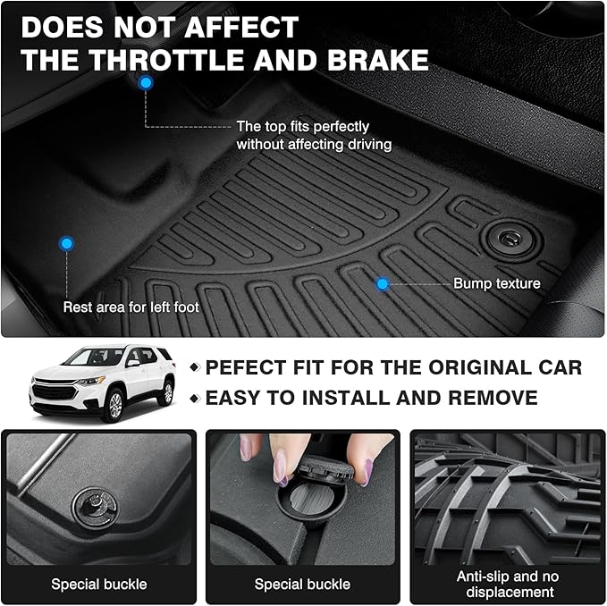 Powerty Floor Mats for 2018-2024 2025 Chevy Chevrolet Traverse 7 Seater - Image 4