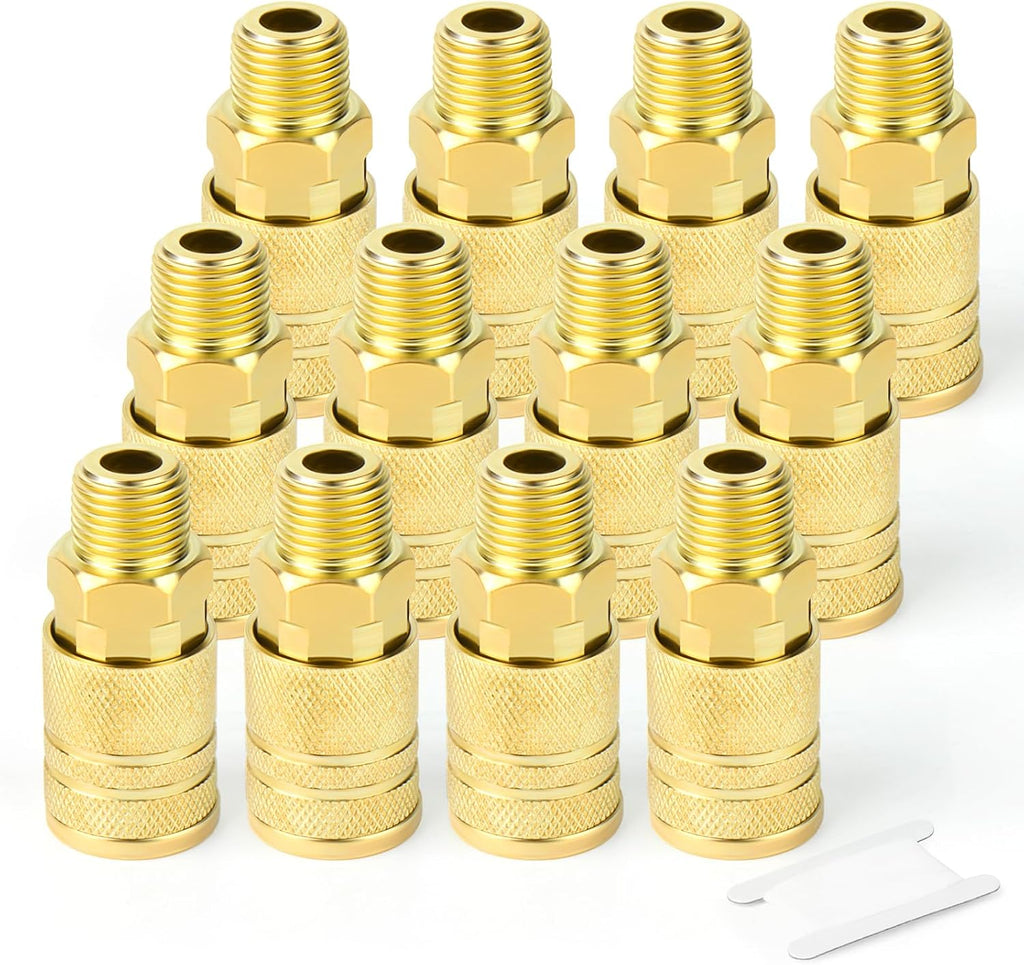 gasher 12pcs 3/8"mnpt brass industrial coupler,1/4 flow quick, main product view