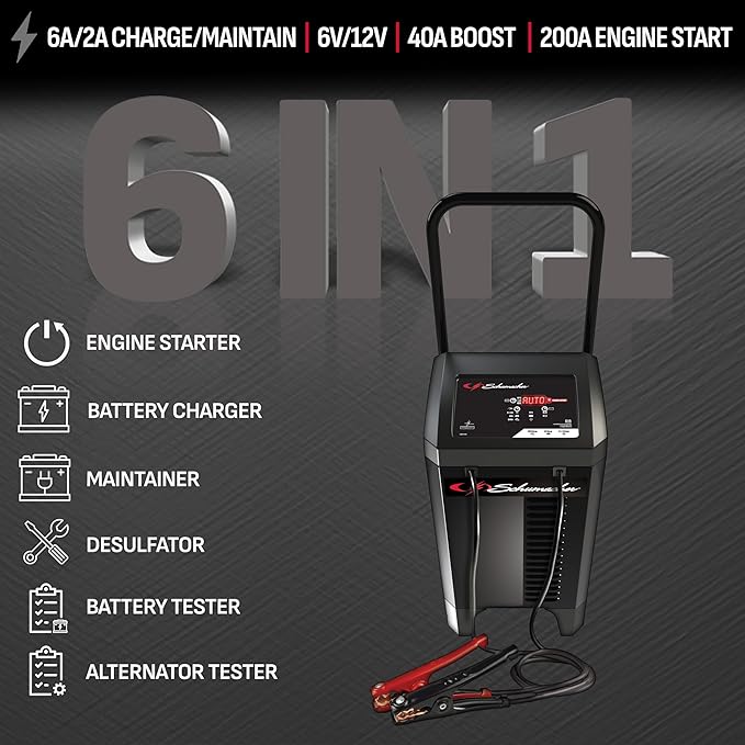 Schumacher Electric Wheeled Battery Charger and Engine Starter, Fully Automatic - Image 2