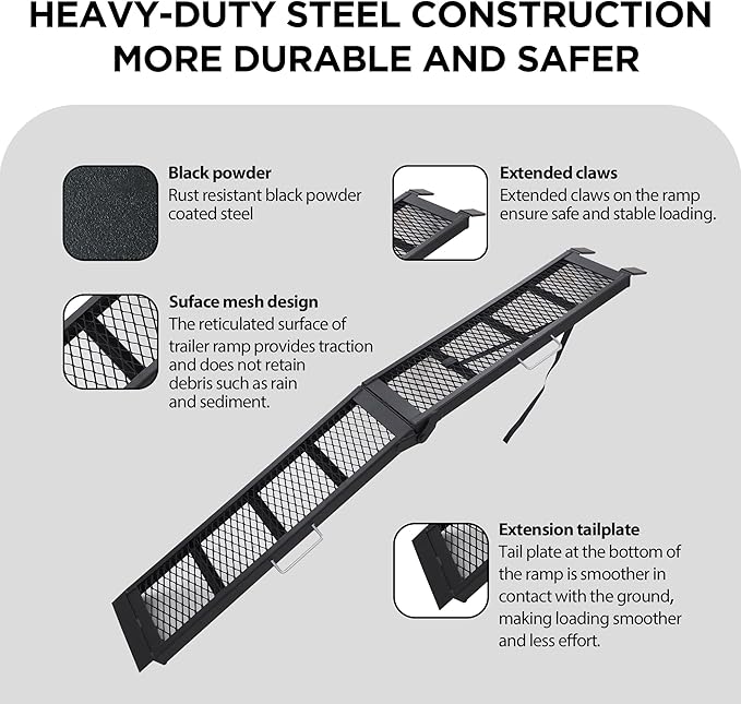 Rockland Heavy Duty Steel Loading Ramp, 800 LBS Capacity, Portable Folding - Image 5